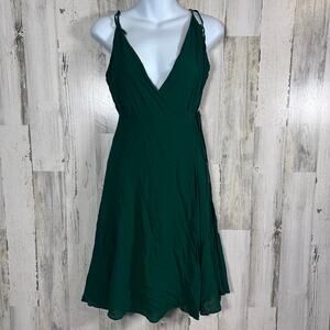 Reformation Emerald Green Wrap Dress – Size Small – Spaghetti Strap 100% Viscose